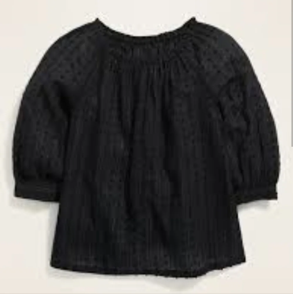 3/$20🌟 Old Navy Girl's Black Metallic Clip Dot Blouse Size Large 10-12
